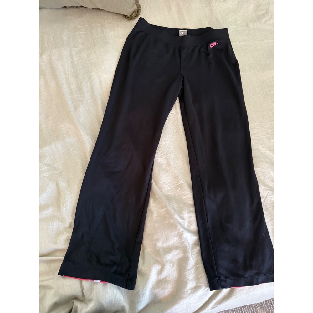 Nike Y2K Black Pink Swoosh Track Pants Bootcut Retro‎ Athleisure Medium
